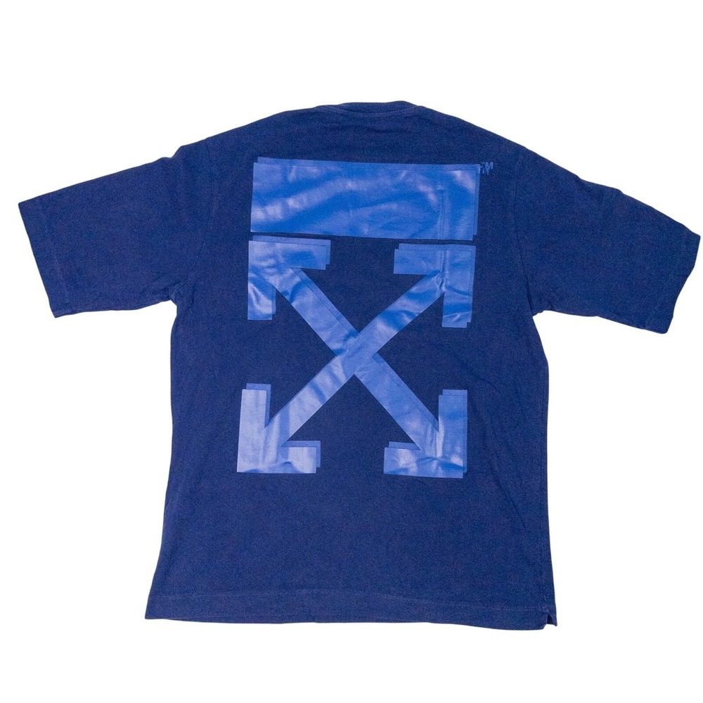 Off-White Rubber Arrows T-Shirt Mens Size L Oversized Fit Washed‎ Blue